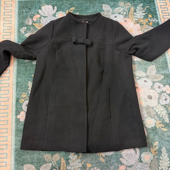 J. Crew Bow Front Coat Women’s Black Wool Button Up Long Peacoat sz 20 Jacket 2x - Picture 7 of 16